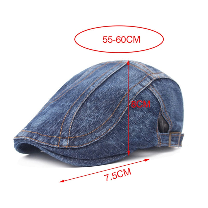 Denim Beret Hats Adjustable Men Women Jeans Berets Newsboy Flat Gatsby Cabbie Driving Cap