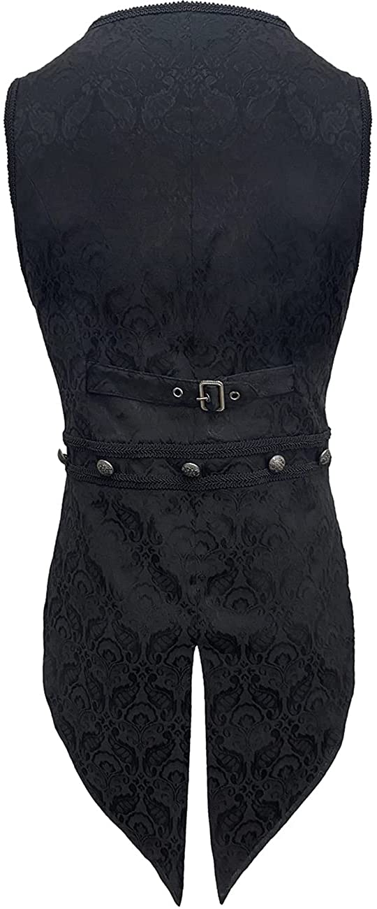 Men's Gothic Steampunk Jacquard Brocade Vest Waistcoat Sleeveless Tailcoat
