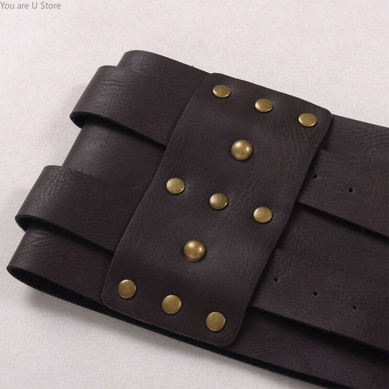 Unisex Medieval Larp Adventurer Harness Belt Viking Leather Waist Double Strap Waistband