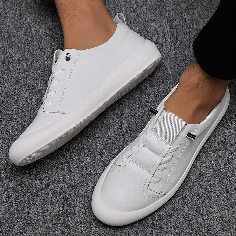 Genuine Leather Shoes Men Sneakers Casual Male Footwear Fashion White Shoes