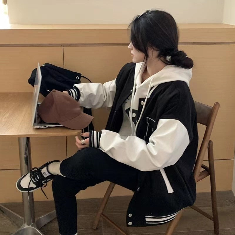 Autumn Winter Fashion Bomber Jackets for Women Streetwear Baseball Uniform