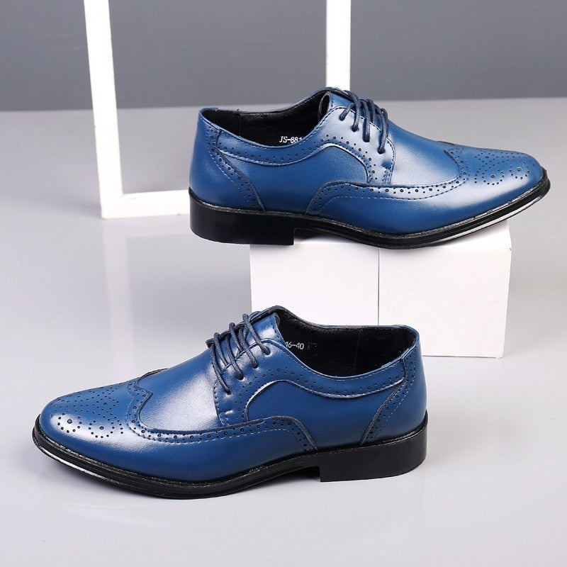 Handcrafted Mens Wingtip Oxford Shoes Genuine Calfskin Leather Brogue Dress Shoes Classic Business Formal Shoes Man