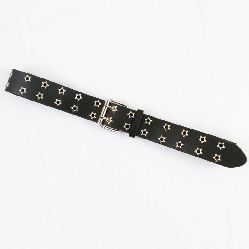 New Star Eye Rivet Belt Goth Style Double Pin Buckle