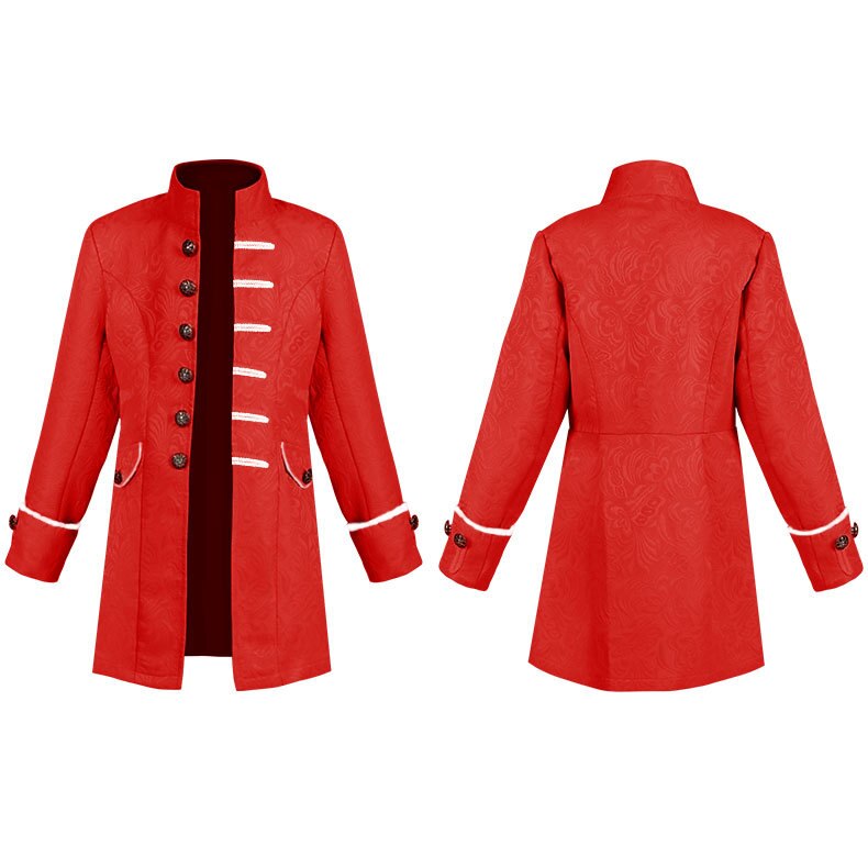 Kids Cosplay Medieval Costume Boys Prince Jacquard Stand Collar Larp VikingJacket Coat Victorian Renaissance