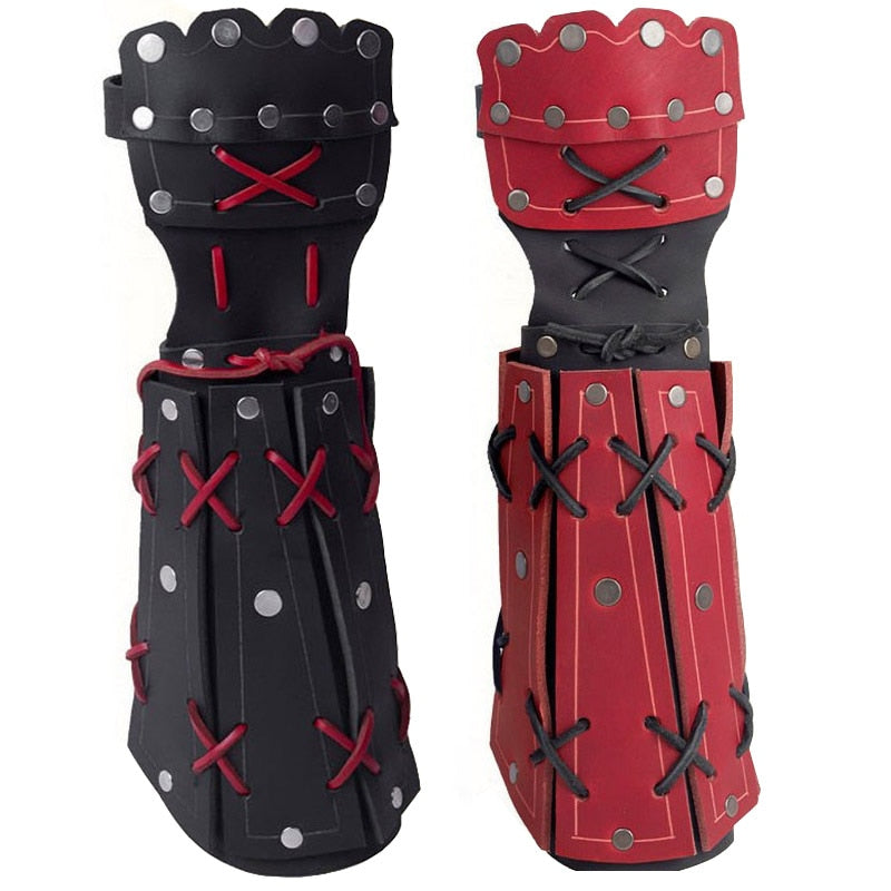 Medieval Samurai Leather Arm Armor Bracer Long Gloves Men Viking Knight Wristband