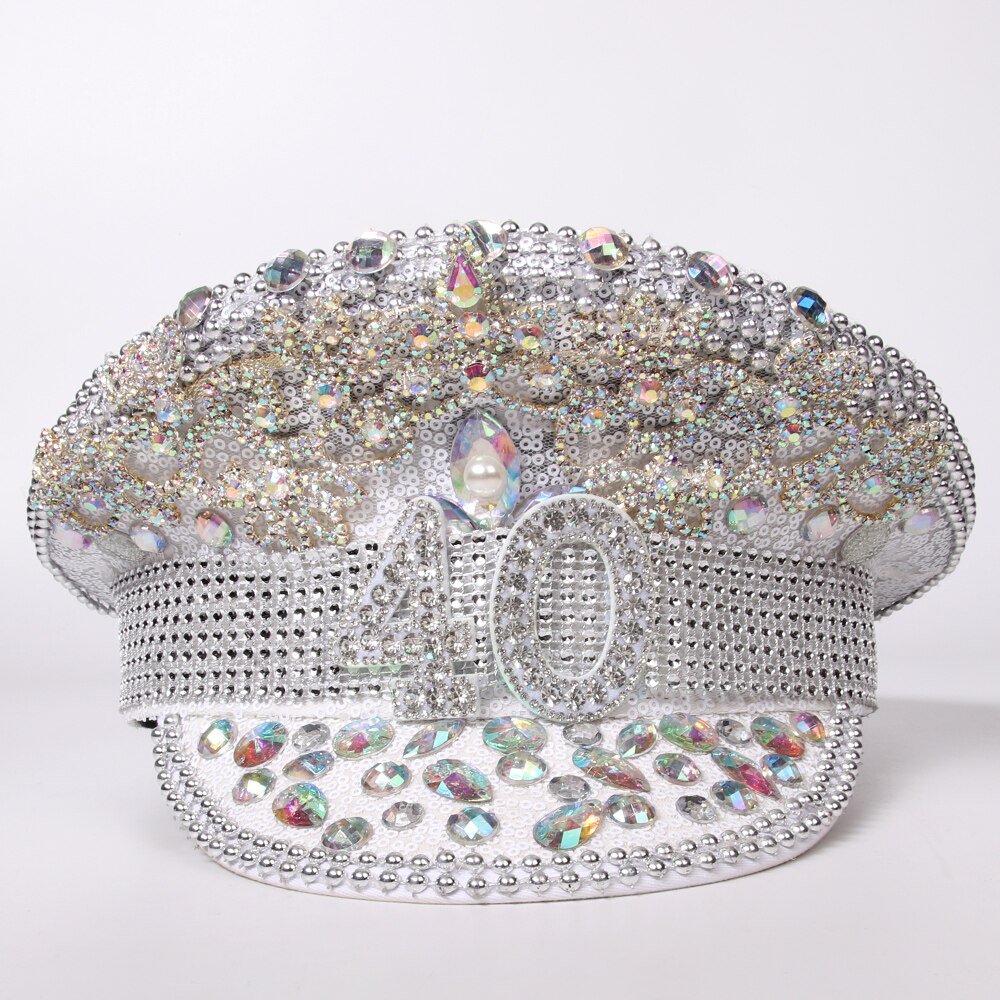 Rhinestone Military Hat Sergeant Bride Hat Hen Do Hat Festival Captain Birthday Part Hat