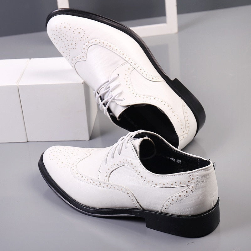 Handcrafted Mens Wingtip Oxford Shoes Genuine Calfskin Leather Brogue Dress Shoes Classic Business Formal Shoes Man