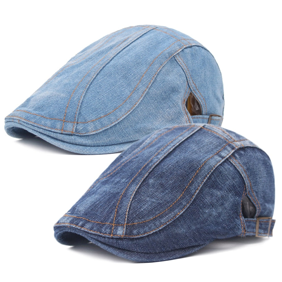 Denim Beret Hats Adjustable Men Women Jeans Berets Newsboy Flat Gatsby Cabbie Driving Cap