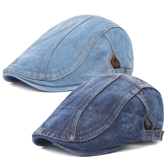 Denim Beret Hats Adjustable Men Women Jeans Berets Newsboy Flat Gatsby Cabbie Driving Cap
