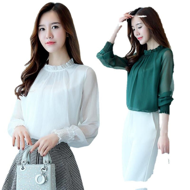 Blouses Leisure Solid Fashion Loose Long Sleeve Blouses Shirts