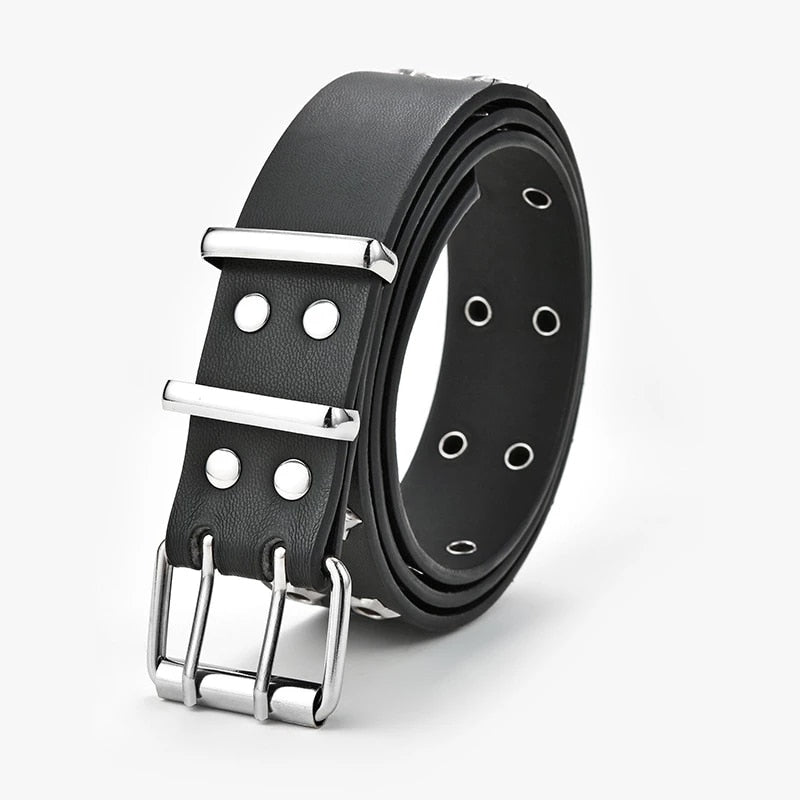 New Star Eye Rivet Belt Goth Style Double Pin Buckle