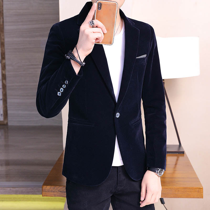 Autumn Velvet Wedding Dress Coat Men's Blazer Jacket Fashion Casual Suit Jacket Stage
