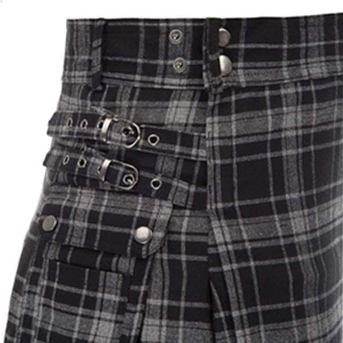 Men Fashion Pleated Scottish Tartan Kilt Pocket s