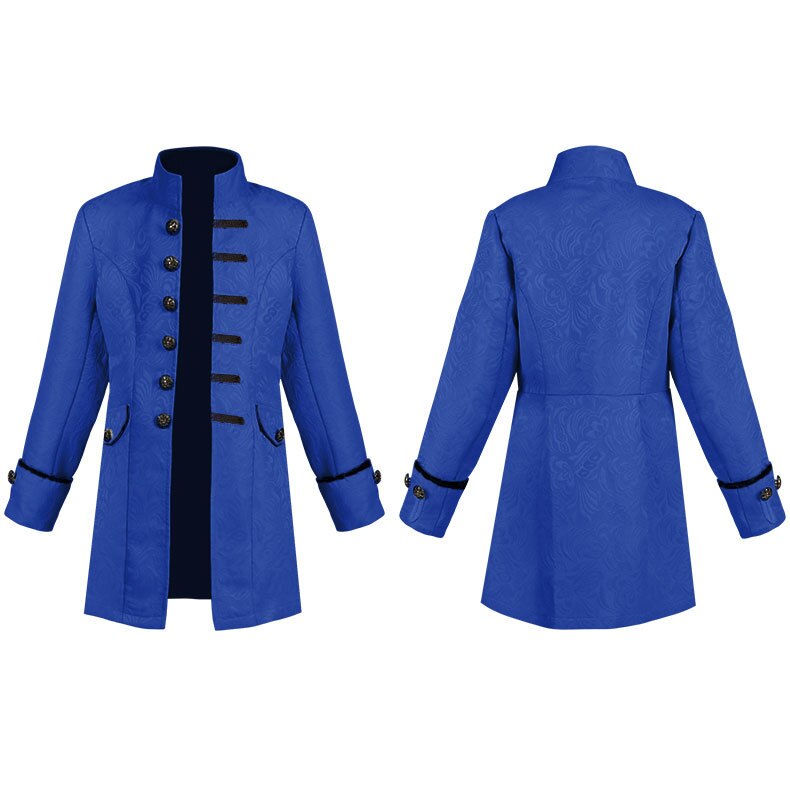 Kids Cosplay Medieval Costume Boys Prince Jacquard Stand Collar Larp VikingJacket Coat Victorian Renaissance