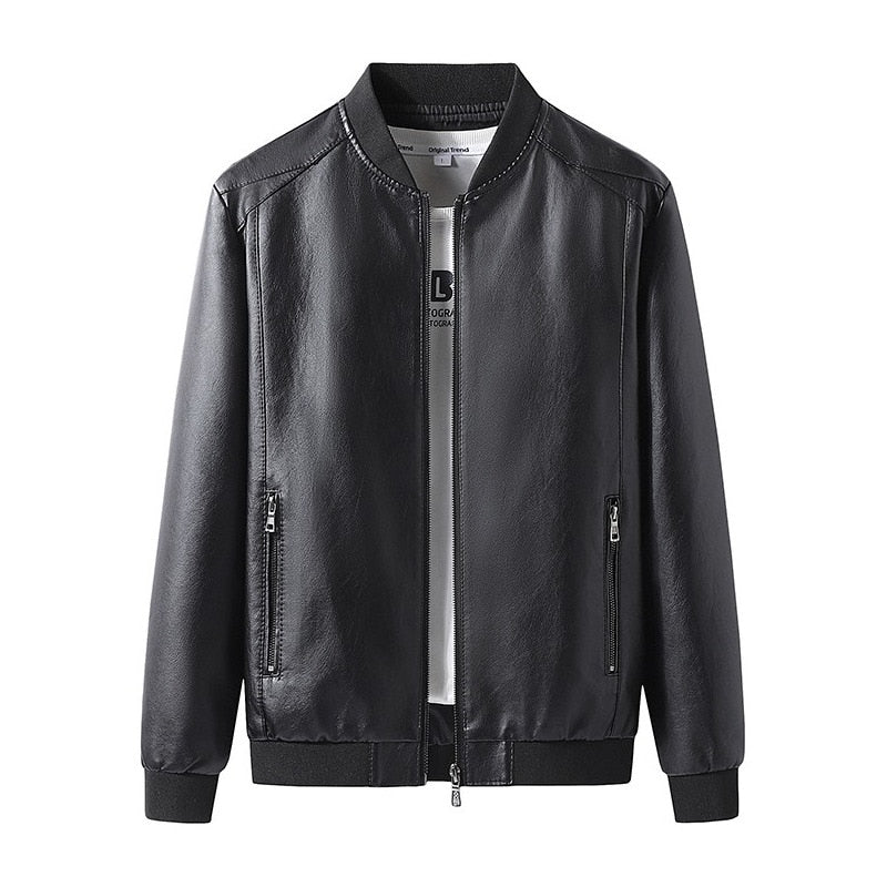 Leather Jacket Men Autumn Fashion Biker Vintage Leather Jacket Coat Men