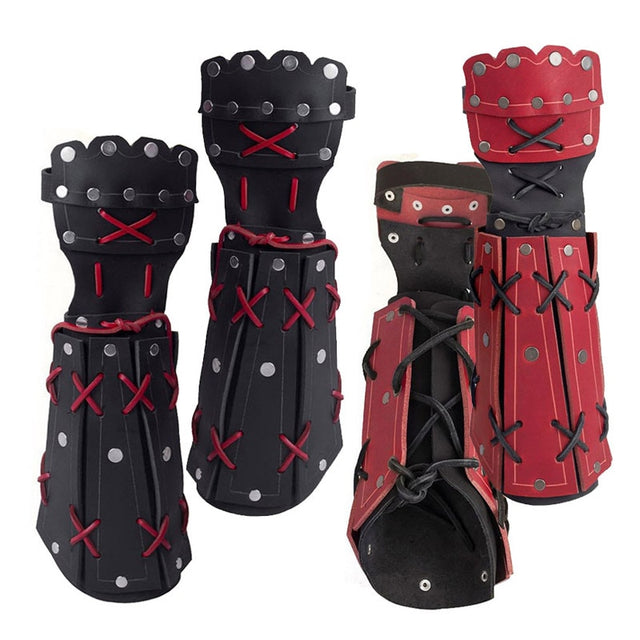 Medieval Samurai Leather Arm Armor Bracer Long Gloves Men Viking Knight Wristband