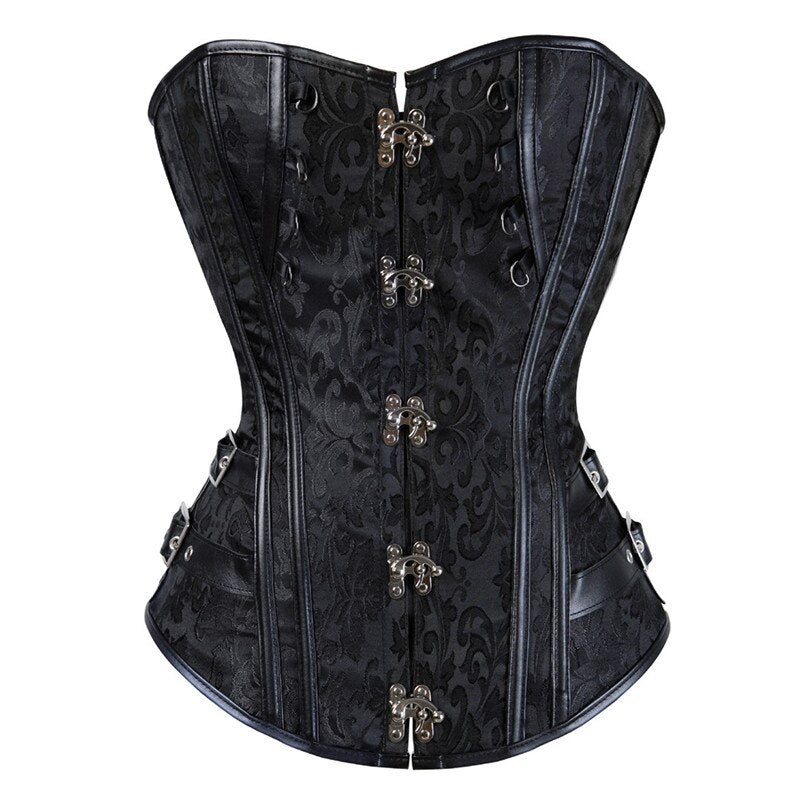 Steampunk Corset  Women Outwear Boned Bustier Metal Locks Gothic Gorset Over Bust Korse