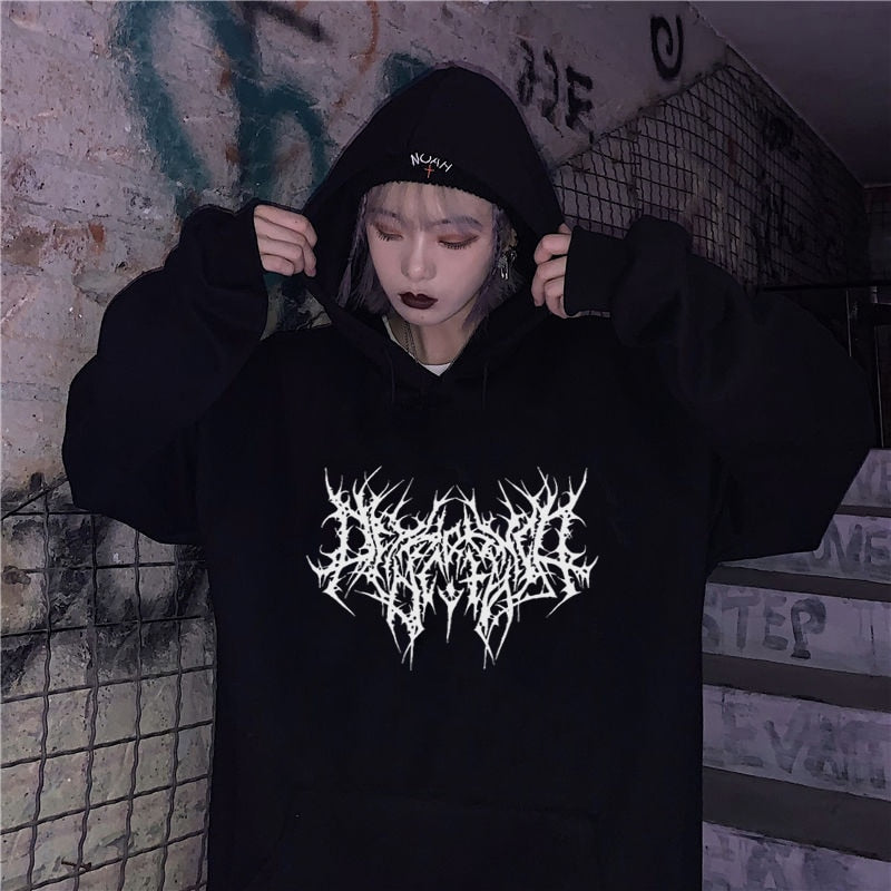 Oversized Hoodie Men Women Sweatshirt Harajuku Hip Hop Gothic Long Sleeve Hoodies Spring Autumn Street