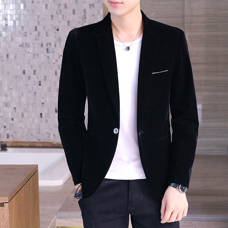 Autumn Velvet Wedding Dress Coat Men's Blazer Jacket Fashion Casual Suit Jacket Stage