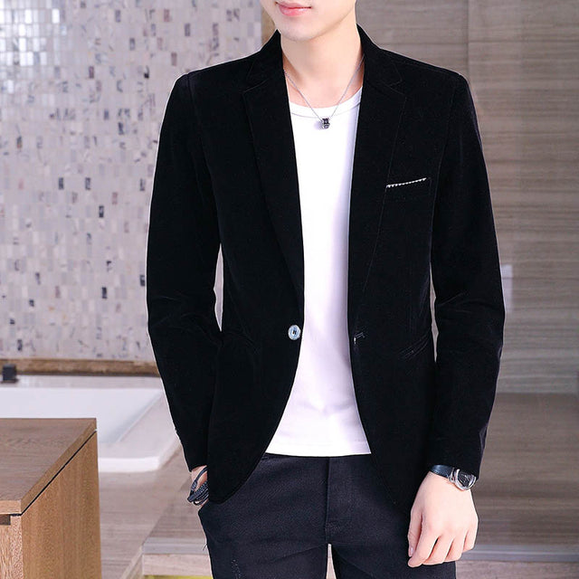 Autumn Velvet Wedding Dress Coat Men's Blazer Jacket Fashion Casual Suit Jacket Stage