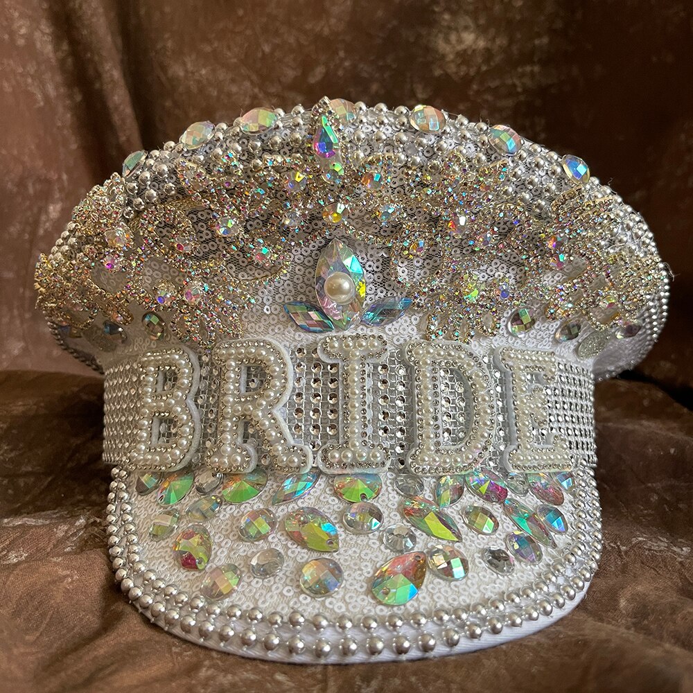 Rhinestone Military Hat Sergeant Bride Hat Hen Do Hat Festival Captain Birthday Part Hat