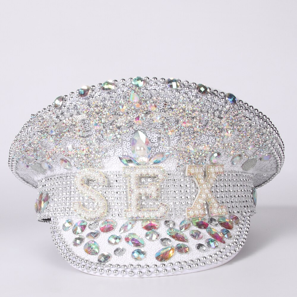 Rhinestone Military Hat Sergeant Bride Hat Hen Do Hat Festival Captain Birthday Part Hat