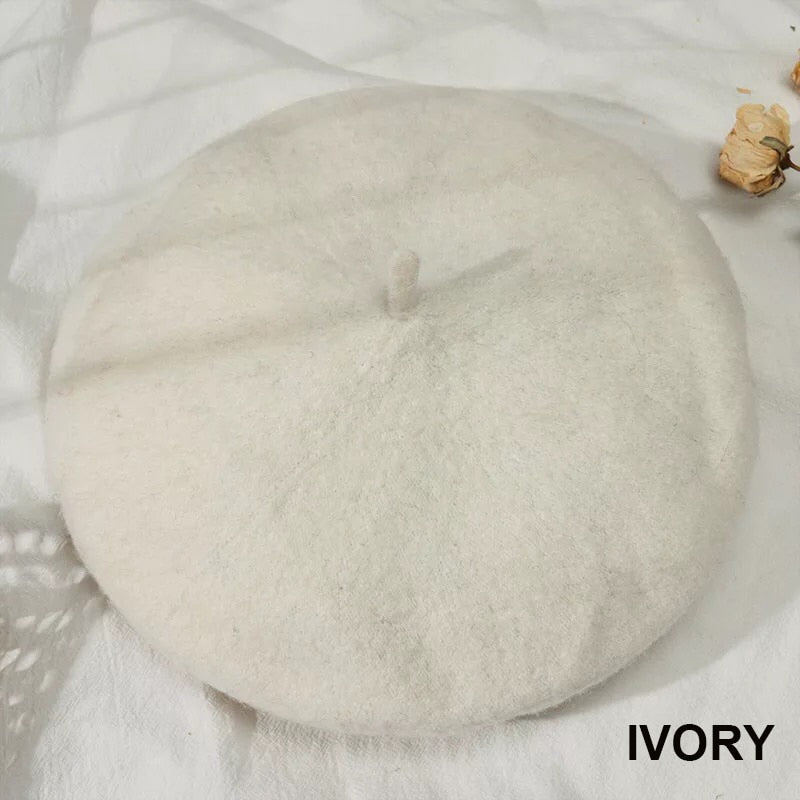 Vintage Plain Beret Hats French Berets Warm Wool Spring Winter Beanie Hat