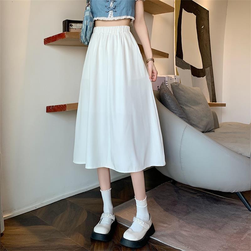Floral Print A-line Pleated Skirts Summer Women Drawstring Elastic Waist Skirt