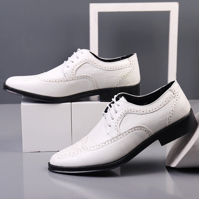 Handcrafted Mens Wingtip Oxford Shoes Genuine Calfskin Leather Brogue Dress Shoes Classic Business Formal Shoes Man