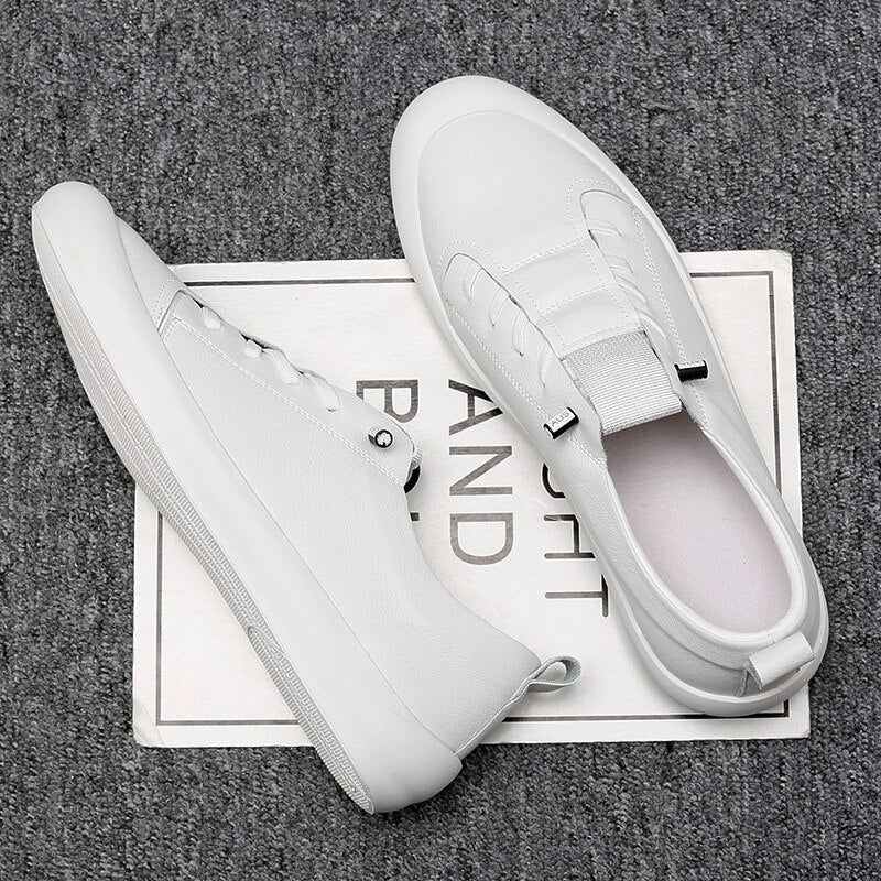 Genuine Leather Shoes Men Sneakers Casual Male Footwear Fashion White Shoes