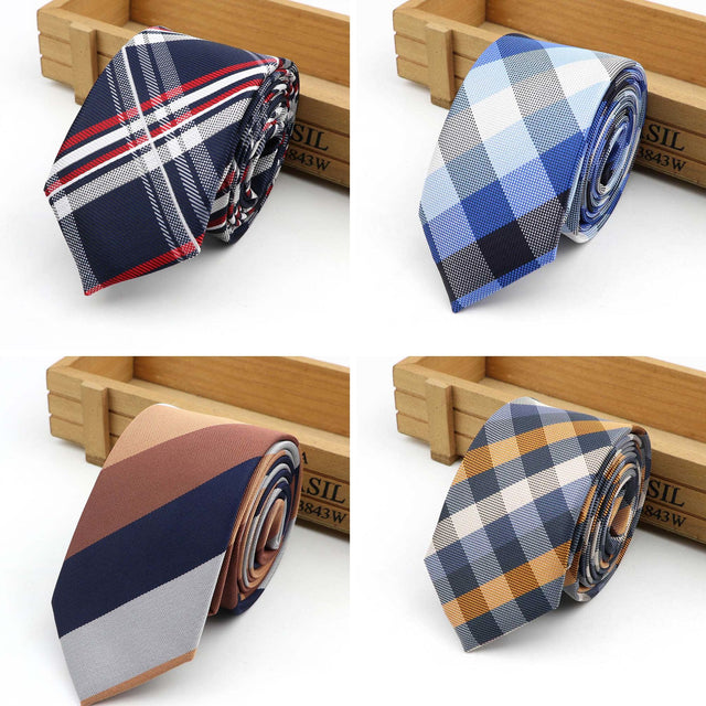 Jacquard Striped Plaid Paisley Necktie 6cm Polyester Male Narrow Tie Skinny Tuxedo Suit Shirt Gift For Men Accessory