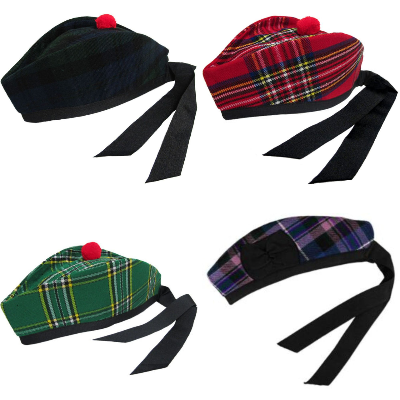 Scottish Glengarry Cap Traditional Military Piper Hat KILT
