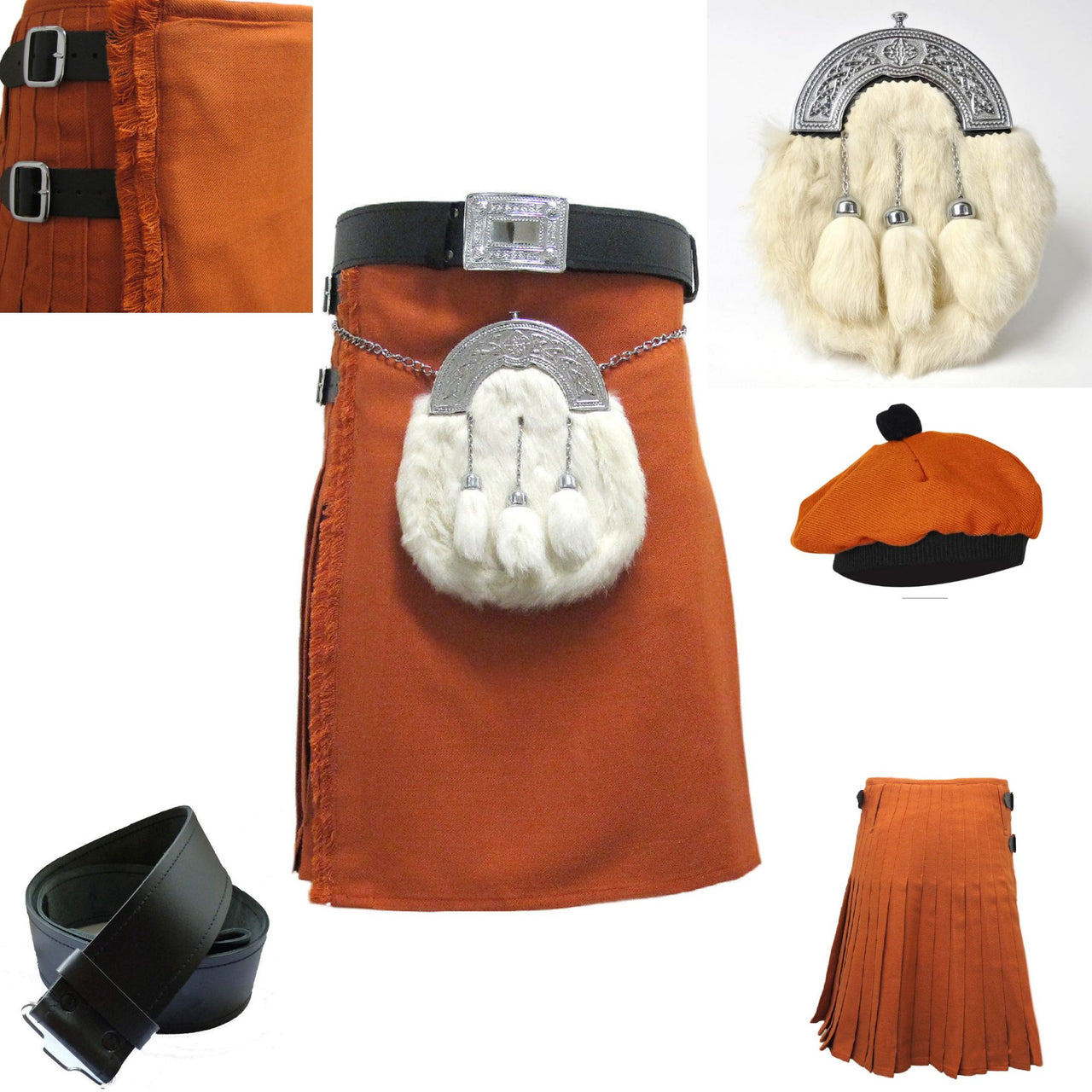 Men's Scottish Highland Dress Saffron Full Deluxe 8 yard  Kilt Outfit 16oz