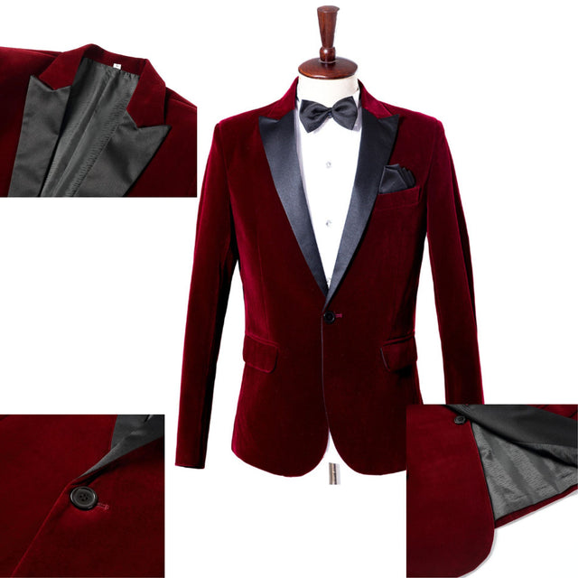 MEN'S Burgundy TUXEDO SMOKING JACKET