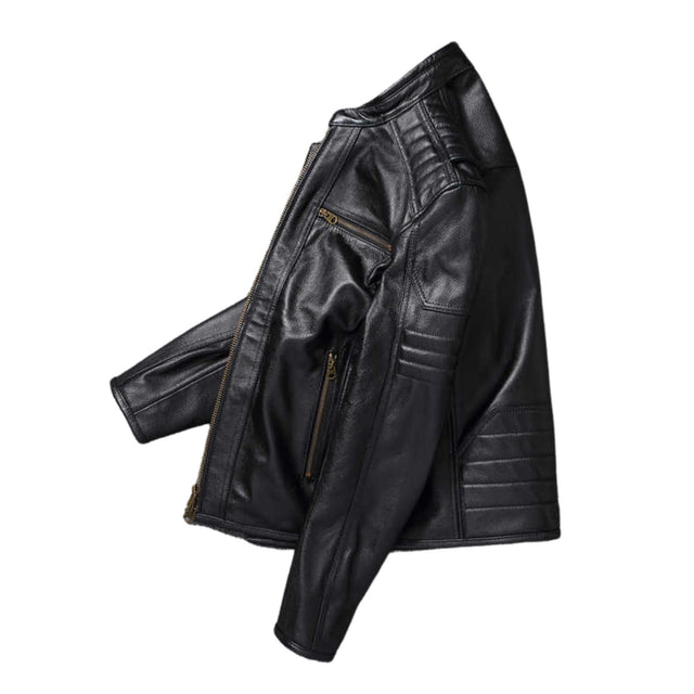 Men's Natural Leather Jackets 100% Top Layer Cowhide Vintage Stand Collar Pilot Jacket