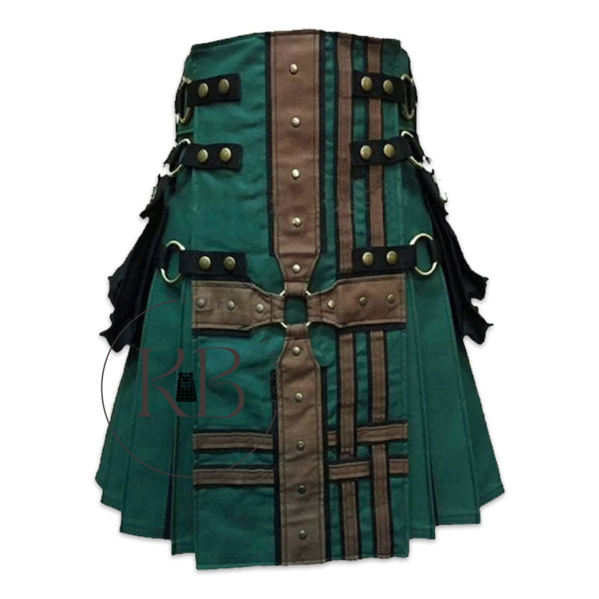 Hunter Green + Brown Medieval Modern Hybrid Utility Kilt