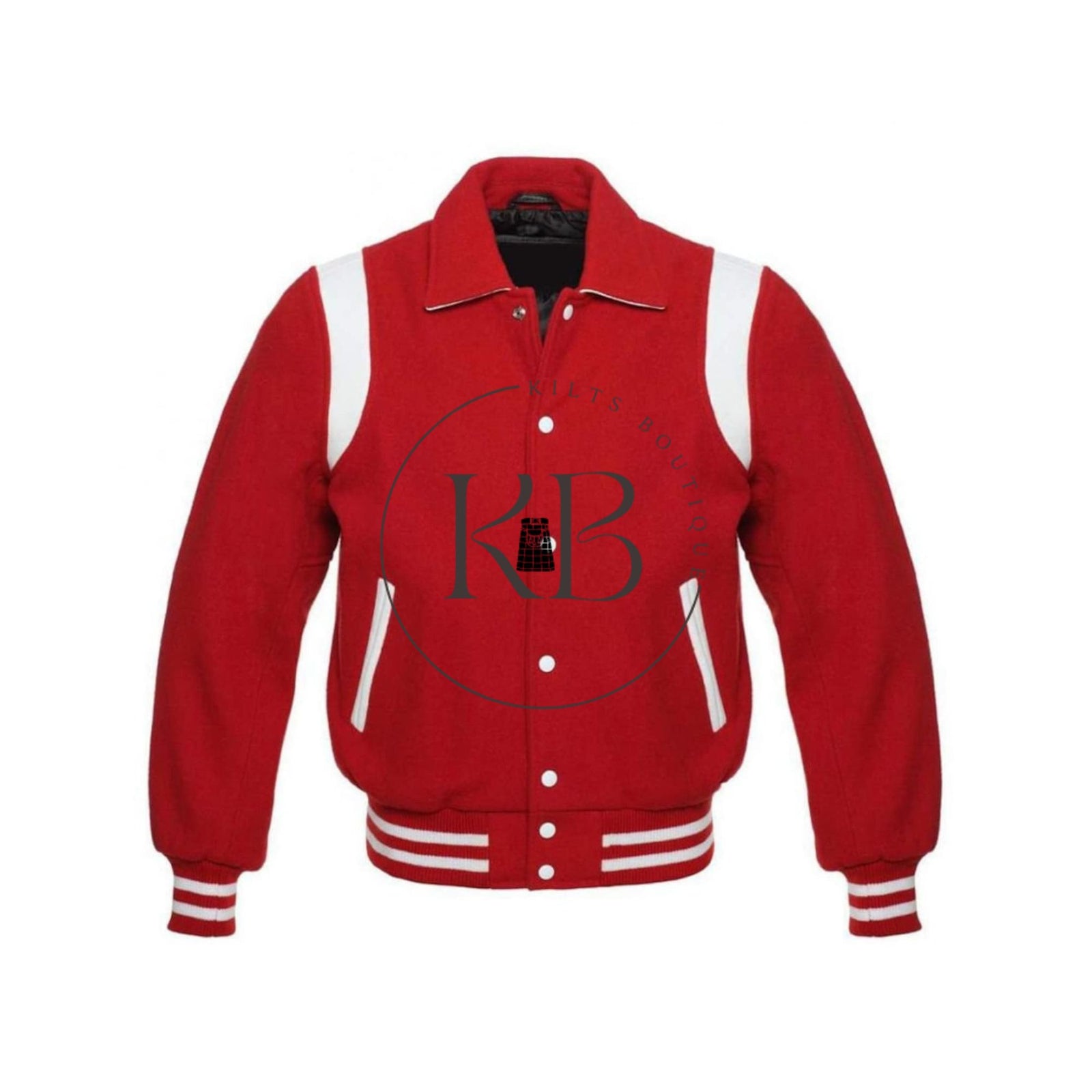 Retro Varsity Jacket Wool Letterman Baseball Jacket With White Leather Rib