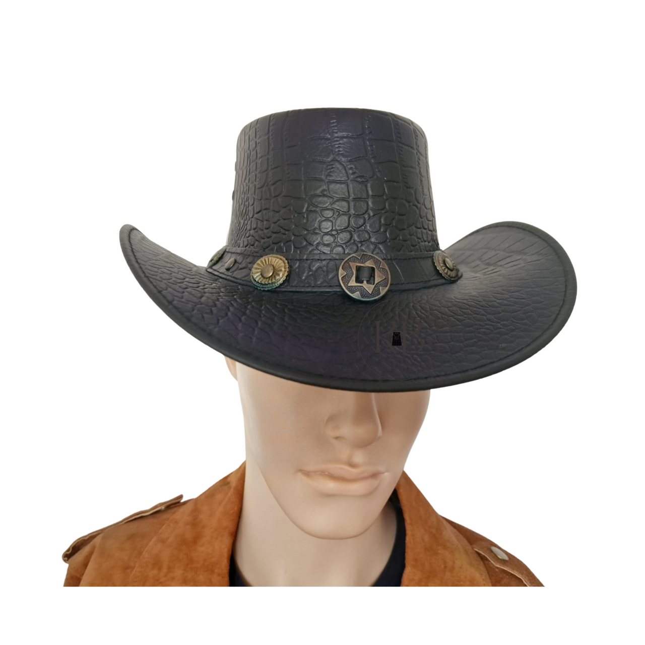 Leather Cowboy Hat Crocodile Skin Style Genuine Leather