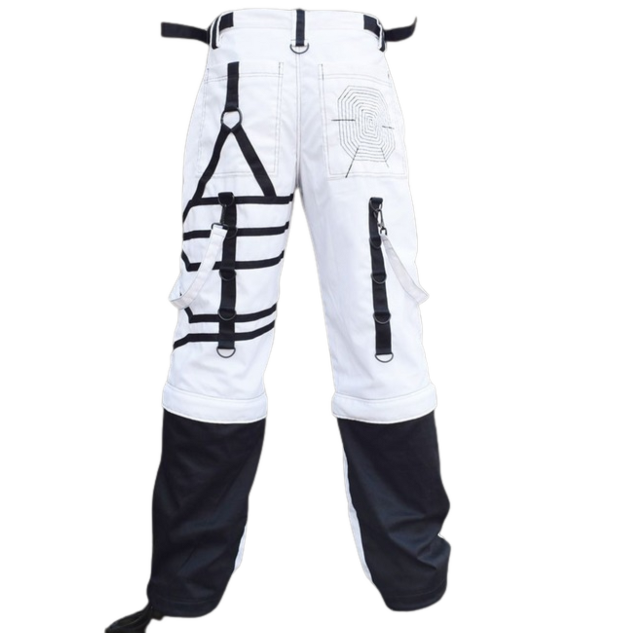 White & Black Men's Gothic Trouser Cyber Punk Gothic Baggy Trouser Pant