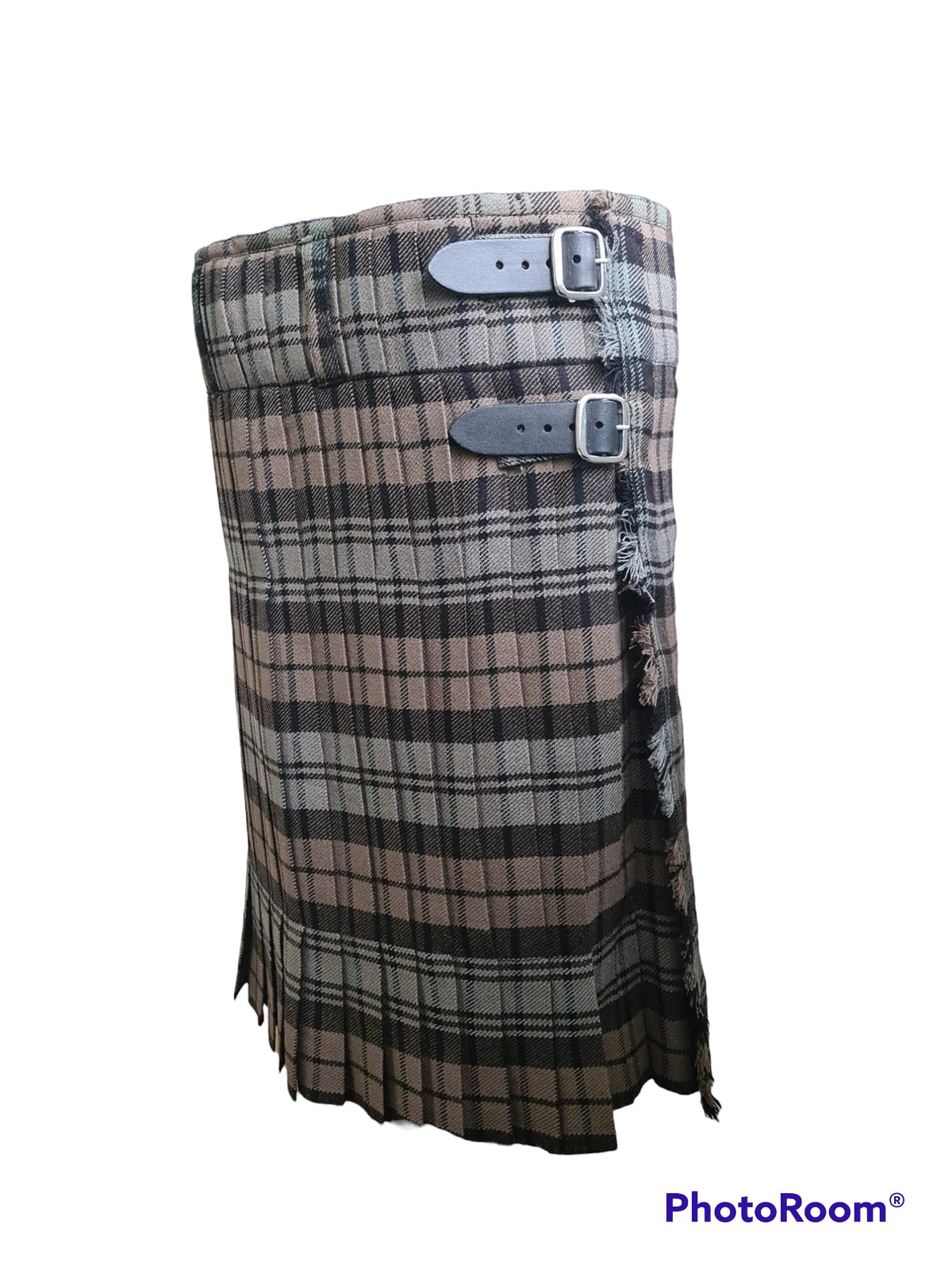 Black Watch Weathered Scottish Traditional 5 Yard Tartan Kilt outfit + Celtic Double Embossed leather Sporran + Kilt Pin + Kilt Belt