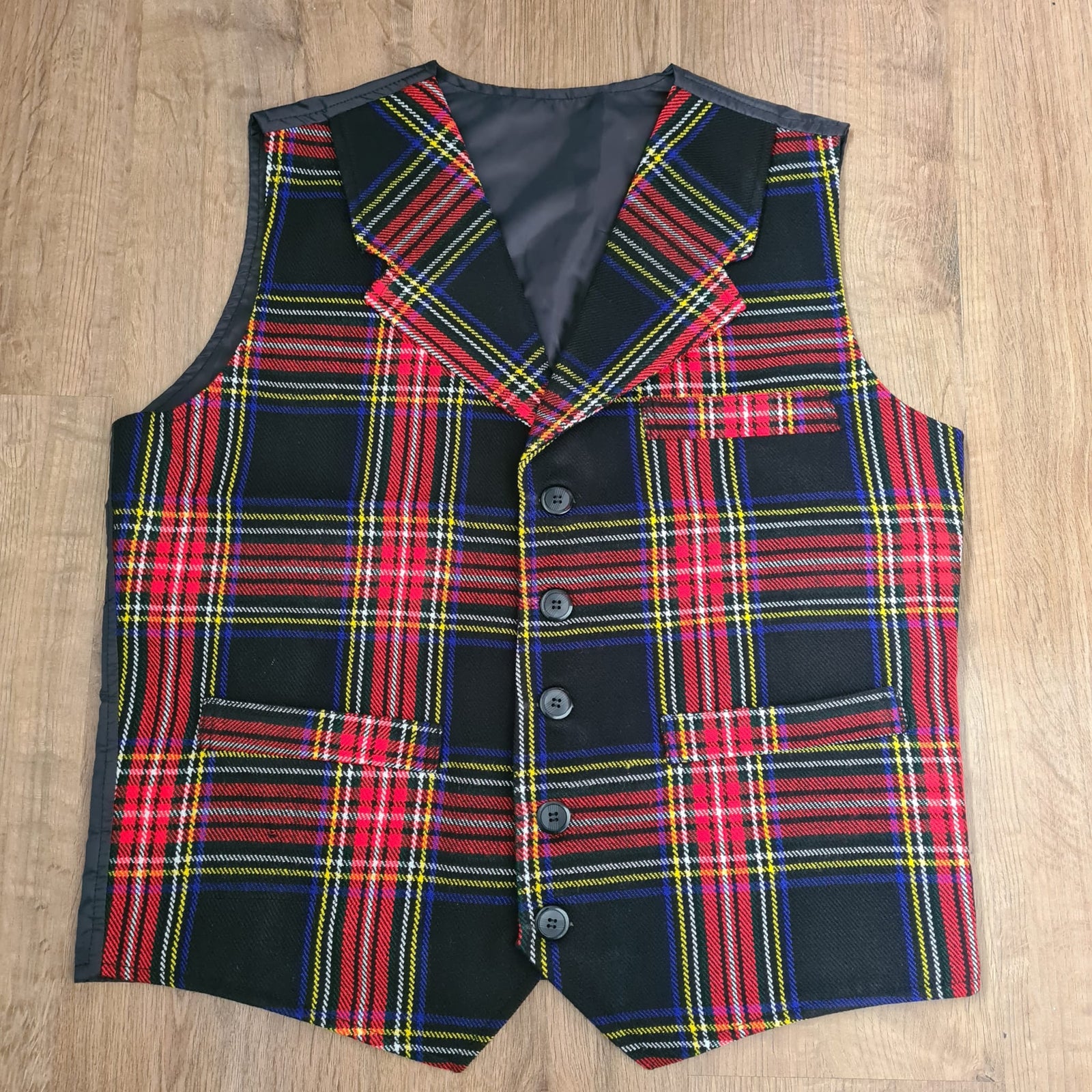 Black Stewart Scottish Men Traditional  Tartan Waistcoat, Plaid