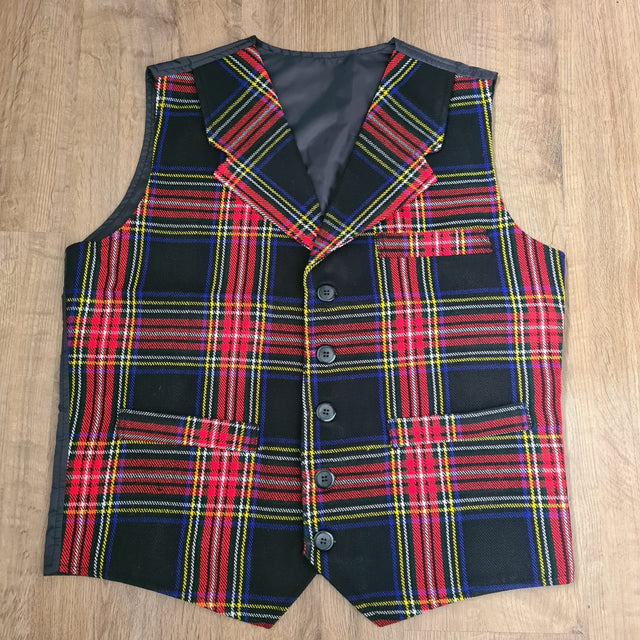 Black Stewart Scottish Men Traditional  Tartan Waistcoat, Plaid