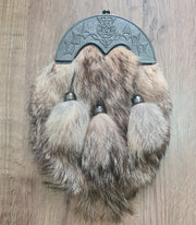 Scottish Full Dress Sporran Fox Fur Big Thistle Cantle Antique Finish Kilt Sporran