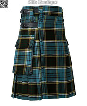 Anderson Tartan Scottish Men Utility Modern Kilt 2 side Cargo Pockets Length 24" - #Kilts Boutique#