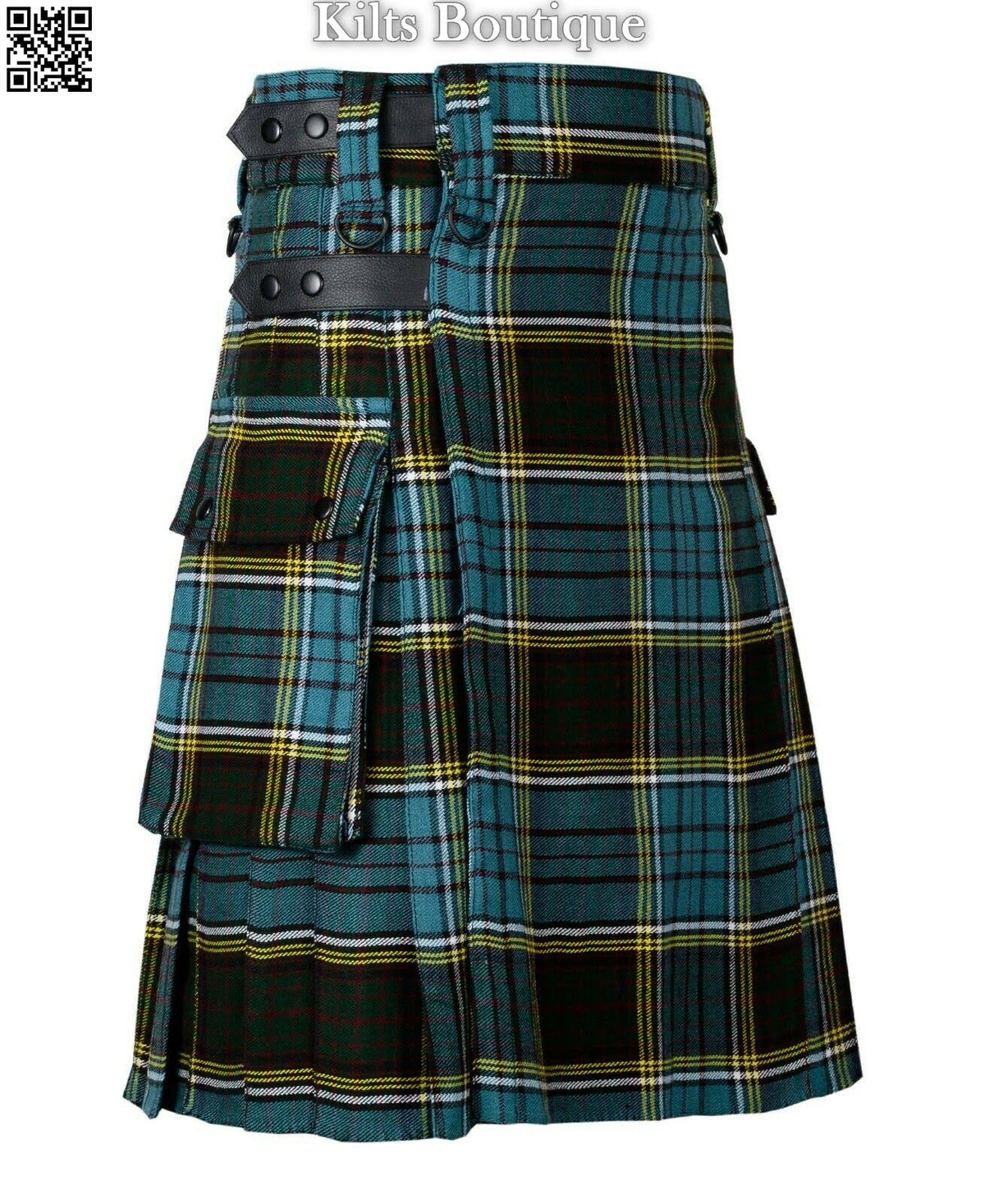 Handmade Scottish Mens Tartan Kilt Leather Strap Utility Kilt For Men