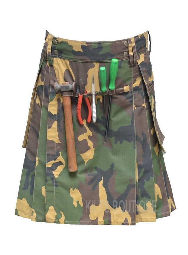 Army Camo Utility Work Wear Kilt Working Men with Pockets & loops - #Kilts Boutique#
