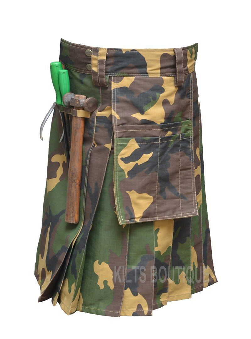Army Camo Utility Work Wear Kilt Working Men with Pockets & loops - #Kilts Boutique#