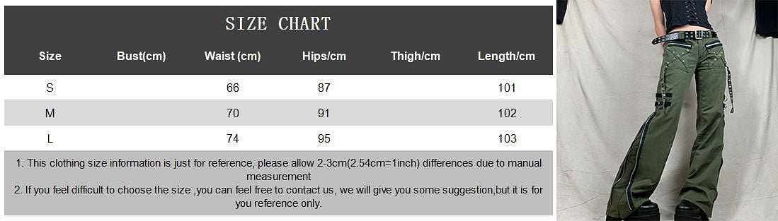Army Green Cargo Pants Women Gothic Punk Style Jeans Techwear Hip Hop Baggy Jogger Streetwear Trousers - #Kilts Boutique#
