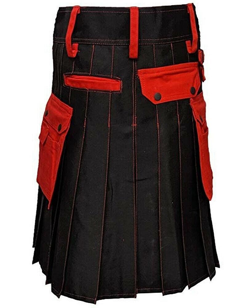 Black & Red Cotton Fashion / Sports Utility Great Scottish Kilt For Men - #Kilts Boutique#