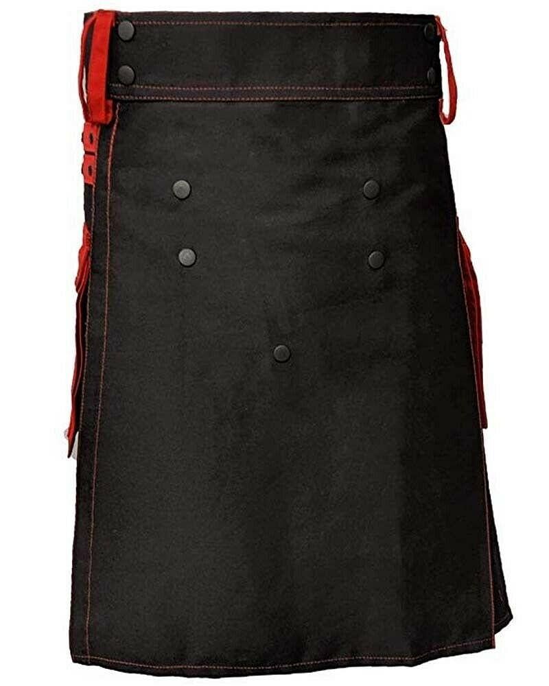 Black & Red Cotton Fashion / Sports Utility Great Scottish Kilt For Men - #Kilts Boutique#